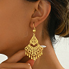 Vintage Square with Teardrop Brass Chandelier Earrings TW9554-4