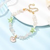 Natural Moonstone Chips & Starfish Synthetic Turquoise & Shell Pearl Beads Bracelets BJEW-JB12413-01-1