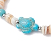 Natural Freshwater Shell with Synthetic Turquoise Beads Stretch Bracelets for Men Women BJEW-JB11745-02-3