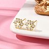 Flower Brass Micro Pave Clear Cubic Zirconin Stud Earrings EJEW-D318-10G-3
