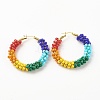 Porcelain Beaded Huggie Hoop Earrings for Women X1-EJEW-C003-01C-RS-1