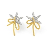 Bowknot Brass Micro Pave Cubic Zirconia Stud Earrings for Women EJEW-Q391-33PG-2