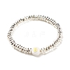 Synthetic Hematite Stretch Bracelet with Initial Letter Acrylic Beads BJEW-JB07960-4