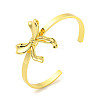 Bowknot Rack Plating Brass Open Cuff Bangles for Women BJEW-P322-06B-G-1