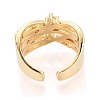 Brass Micro Pave Clear Cubic Zirconia Open Cuff Rings KK-T079-61G-3