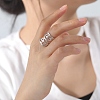 Hollow Out Leaf 201 Stainless Steel Adjustable Cuff Rings FS-WG4978C-01-2