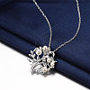 Women Silver Color Plated Brass Cubic Zirconia Tree Pendant Necklace NJEW-BB01561-4