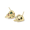 Brass Micro Pave Cubic Zirconia Stud Earring Findings KK-U075-01B-04G-2