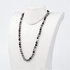 Natural Black Silk Stone/Netstone Necklaces NJEW-D264-09-3