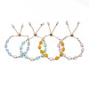 Natural Pearl & Glass Braided Slider Bracelet BJEW-N018-01-2