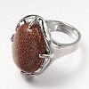 Adjustable Oval Gemstone Wide Band Rings RJEW-L062-01I-2