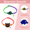 FIBLOOM 4Pcs 4 Style Cat & Dinosaur Alloy Link Bracelets Set with Rubber BJEW-FI0001-55-4