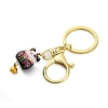 Fortune Cat Porcelain Pendant Keychain KEYC-G064-02E-2