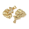 Brass Micro Pave Cubic Zirconia Pendants KK-I358-064G-01-2