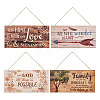 4 Sets 4 Style Natural Wood Hanging Wall Decorations for Front Door Home Decoration AJEW-CF0001-01-2