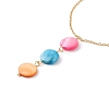 Natural Shell Flat Round Pendant Necklace with 304 Stainless Steel Chains for Women NJEW-C016-18G-3