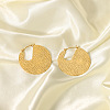 Stylish Stainless Steel Textured Flat Round Hoop Earrings LQ5227-3