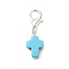 Dyed Synthetic Turquoise Cross Pendant Decoration HJEW-JM02634-3