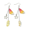 3 Pairs 3 Colors Dyed Natural Quartz Crystal Dangle Earrings EJEW-TA00380-4