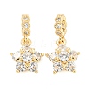 Rack Plating Brass Pave Clear Cubic Zirconia European Dangle Charms KK-F089-17G-1