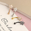 304 Stainless Steel Micro Pave Clear Cubic Zirconia Flower Curved Barbell Cartilage Earrings WG168AC-04-5