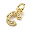 Initial Letter Brass with Cubic Zirconia Charms KK-Q814-26C-G-2
