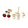 Brass Enamel Stud Earrings X-EJEW-G430-06C-G-2