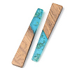 Transparent Resin & Walnut Wood Pendants RESI-S389-043A-B03-2
