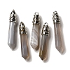 Natural Grey Agate Pointed Big Pendants G-Z055-01P-09-1