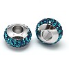 Rondelle 304 Stainless Steel Polymer Clay Rhinestone European Beads GPDL-P003-M-2