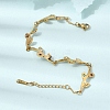 304 Stainless Steel Colorful Rhinestone Leaf Link Chain Bracelets SA-CBAF6AD-12G-2