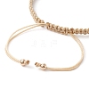 Brass & Natural Pearl Braided Bead Bracelets BJEW-JB09721-03-4