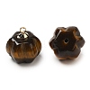 Natural Tiger Eye Pumpkin Charms with Golden Tone Brass Bails G-C158-06G-01-2