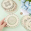 GOMAKERER 6Pcs 6 Styles Flat Round/Flower Wood Sewing Cross Stitch Embroidery Thread Storage Organizers AJEW-GO0001-68-3