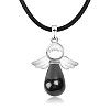 Angel Natural Black Agate Pendant Necklaces OH8264-02-1