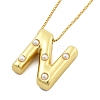 Brass & Plastic Pearl Letter Pandent Box Chain Necklaces for Women NJEW-U017-01G-14-2