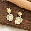 Brass Micro Pave Clear Cubic Zirconia Dangle Stud Earrings for Women EJEW-F352-05G-02-5