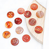 13Pcs Flat Round Carved Natural Carnelian Rune Stones PW-WG5B00E-05-1