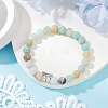 Natural Frosted Flower Amazonite Beads Stretch Bracelets for Women BJEW-JB11450-1