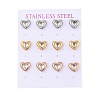 Ion Plating(IP) 304 Stainless Steel Heart Stud Earrings EJEW-C099-13M-02-1