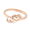 304 Stainless Steel with Rhinestone Heart Finger Ring for Women RJEW-C086-11-RG-2