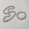 Alloy Rhinestone Cuban Curb Chain Necklaces & Bracelets Sets SJEW-WH0007-08-1