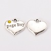 Wedding Theme Antique Silver Tone Tibetan Style Heart with Page Boy Rhinestone Charms TIBEP-N005-14-2