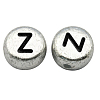 Silver Color Plated Acrylic Horizontal Hole Letter Beads X-MACR-PB43C9070-Z-1