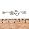 Alloy Crystal Rhinestone Dangle Curved Barbell Belly Rings AJEW-R007-04P-01-5