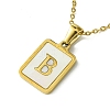 Ion Plating(IP) Rectangle with Initial Letter 304 Stainless Steel Pendant Necklace NJEW-R265-04G-B-1