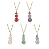 Natural Green Aventurine & Rose Quartz & Amethyst & Carnelian & Dyed Quartz Round Beaded Gourd Shape Pendant 304 Stainless Steel Cable Chain Necklaces for Women NJEW-JN05656-2