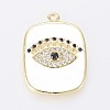 Golden Plated Brass Micro Pave Cubic Zirconia Pendants KK-F807-20-G-2