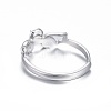 Anti-Tarnish Adjustable Rhodium Plated 925 Sterling Silver Finger Ring Components STER-F048-26P-3