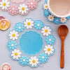 2Pcs 2 Colors Daisy Shaped Silicone Hot Pads AJEW-GF0011-16-3